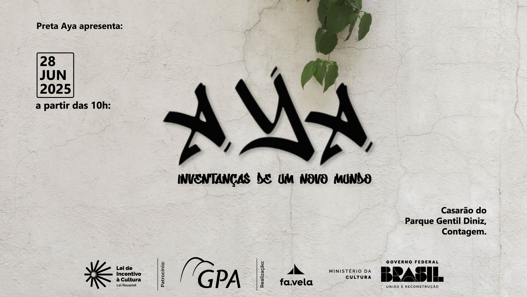 Flyer da exposição AYA - Inventanças de um novo mundo